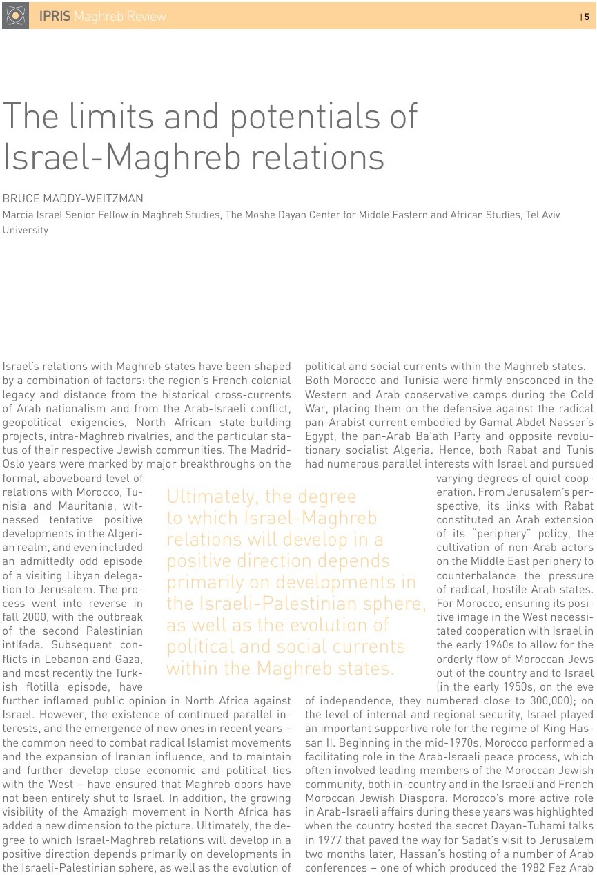The limits and potentials of Israel-Maghreb relations