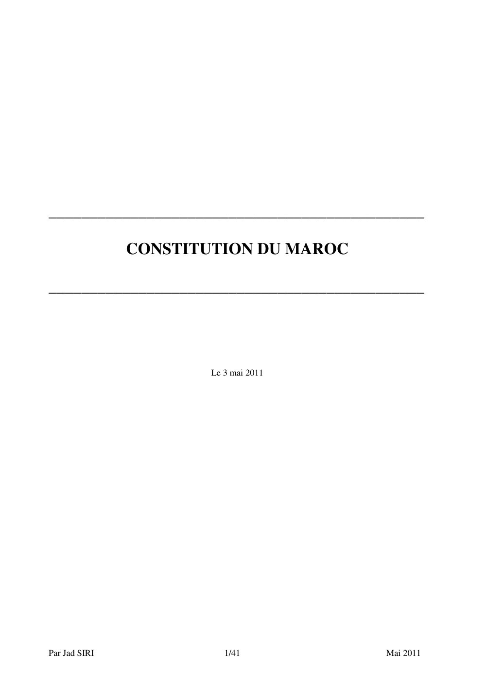 La constitution du Maroc 2011