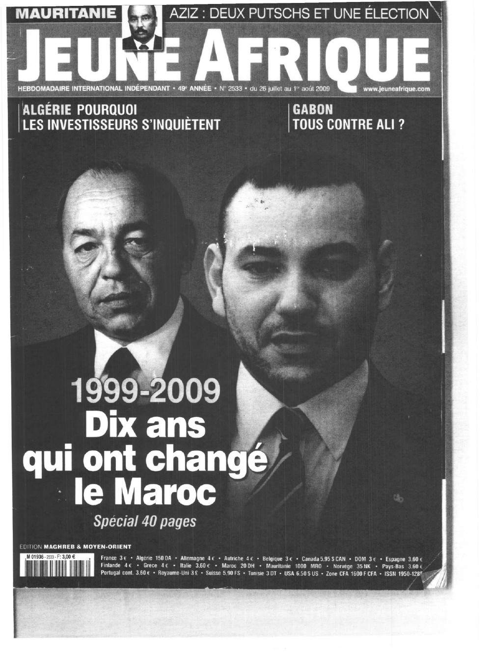 Jeune afrique (Août 2009) - Maroc 1999 à 2009